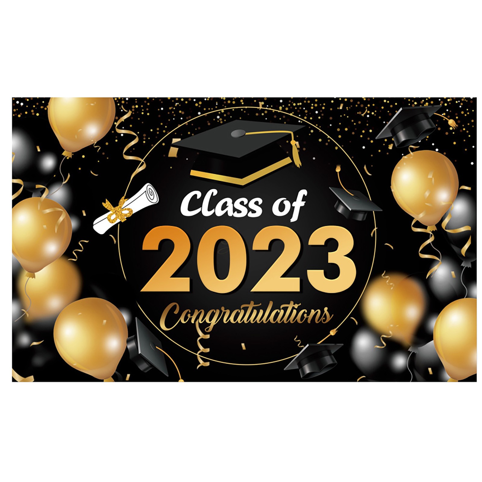 WUTYU Extra Large 180x110cm Black \u0026 Gold Graduation Banner 2025 - Jumbo Graduation Party Decor for Indoor/Outdoor, Commemorative Class of 2025 Yard Sign with Weather-Resistant